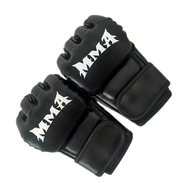 Halvfinger Boksehandsker - MMA Sparring & Punching Bag Træning Black