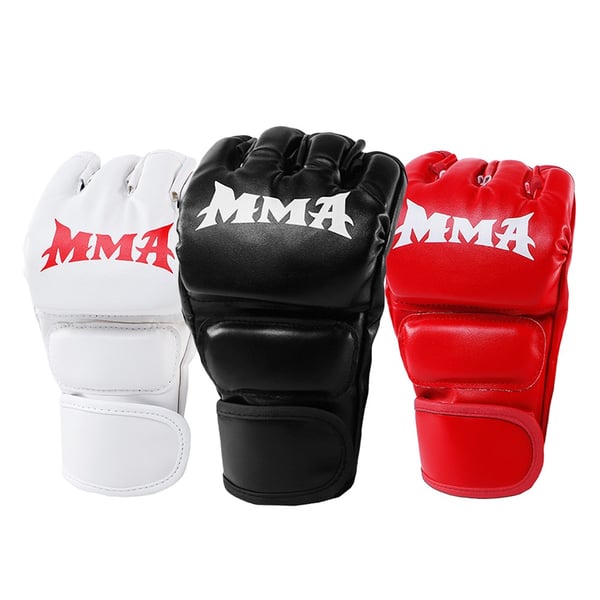 Halvfinger Boksehandsker - MMA Sparring & Punching Bag Træning Black