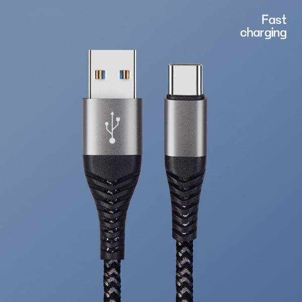 60W USB-C -pikalatauskaapeli 2 kpl, nailonpunottu USB - Type-C -johto, yhteensopiva 2 m
