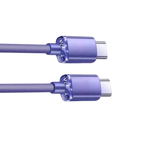 Universal Ladekabel 2-Pakning: 120W Hurtiglading, Auto Av, Kompatibel med Huawei, Samsung, APPLE, Garmin Purple 1 m