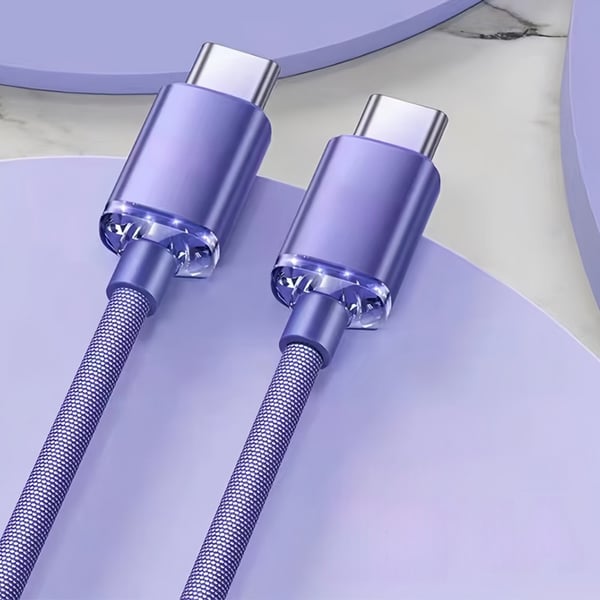 Universal Ladekabel 2-Pakning: 120W Hurtiglading, Auto Av, Kompatibel med Huawei, Samsung, APPLE, Garmin Purple 1 m