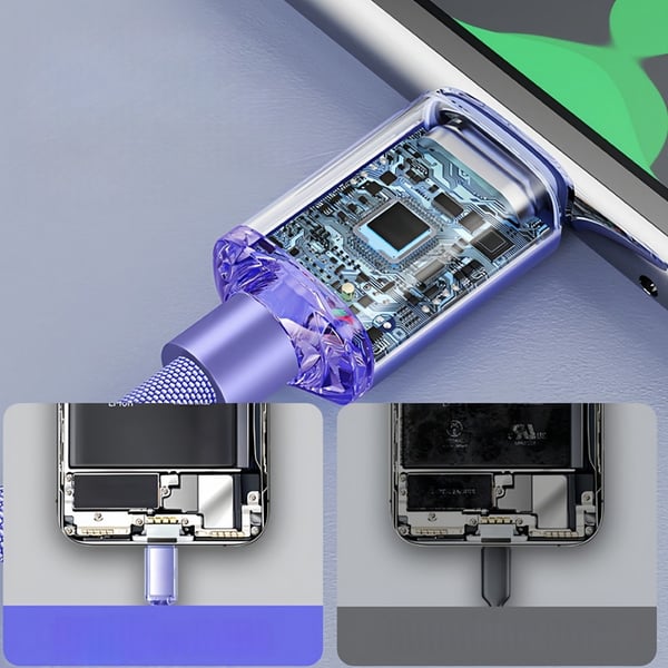 Universal Ladekabel 2-Pakning: 120W Hurtiglading, Auto Av, Kompatibel med Huawei, Samsung, APPLE, Garmin Purple 1 m