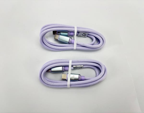 Universal Ladekabel 2-Pakning: 120W Hurtiglading, Auto Av, Kompatibel med Huawei, Samsung, APPLE, Garmin Purple 1 m