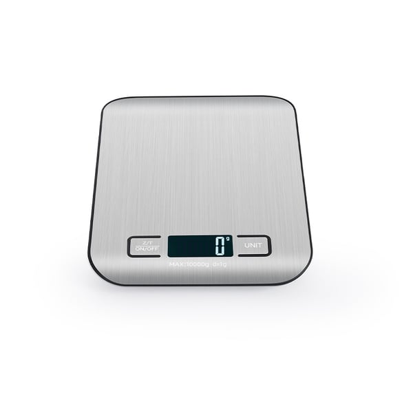 Genopladelig Digital Køkkenvægt med Batterier Inkluderet - Sølv Rustfrit Stål, kompatibel med alle køkkenmærker 5kg/1g