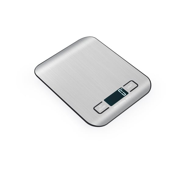Oppladbar digital kjøkkenvekt med batterier inkludert - Sølv rustfritt stål 5kg/1g