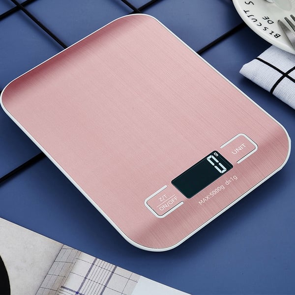 Rose Gull Kjøkken Elektronisk Vekt med Tareringsfunksjon og Batteri Inkludert 10kg/1g