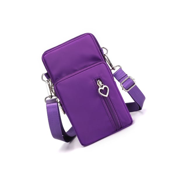 Stor Telefonveske: Nylon & Polyester Mobiltelefon Bæreveske med Flere Farger, Kompatibel med Alle Smarttelefoner Purple