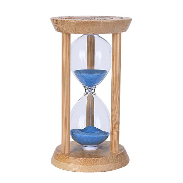 10-minutters blå lysende timeglass - dekorativt sandur med glødende sand