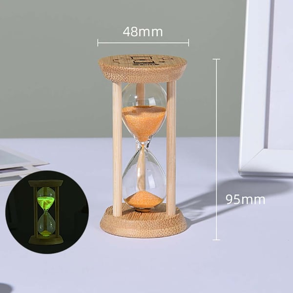 Mini Glødende Timeglass - 1 Minutt Oransje Sand Timer med Treramme