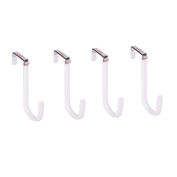 Over Dør Kroker Uten Boring 10mm Tykkelse for 3.7cm Dør (4 Pakke) - Rustfritt Stål & Plast White