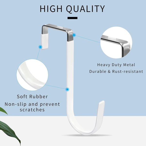 Over Dør Kroker Uten Boring 10mm Tykkelse for 3.7cm Dør (4 Pakke) - Rustfritt Stål & Plast White