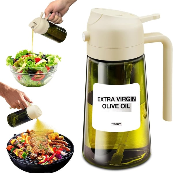 Tykkvegget Oljesprayflaske i Glass - 2-i-1 Spray & Hell, Lysbestandig White
