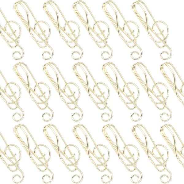 Musikk Note Papirklipp - 50 Pakke, Metall Papirklipp for Kontor, Skole og Bokmerker Gold