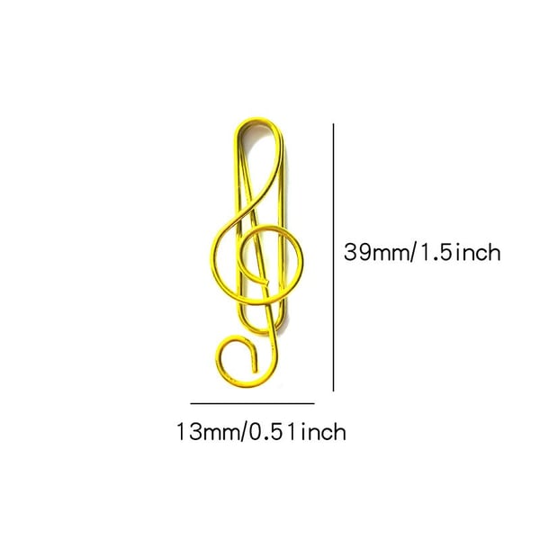 Musikk Note Papirklipp - 50 Pakke, Metall Papirklipp for Kontor, Skole og Bokmerker Gold