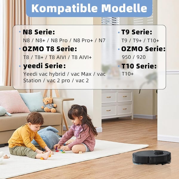 Erstatningstilbehørssett Kompatibelt med Ecovacs Deebot N8-serien - Hovedbørste, Filtre, Sidebørster og Moppeklut