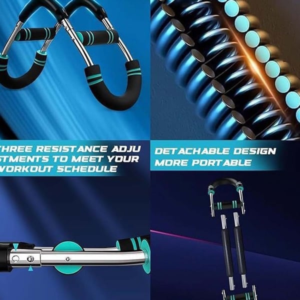 Multifunksjonell U-formet Armtrener - Justerbar Fjærresistens for Underarm & Brystmuskeltrening Blue