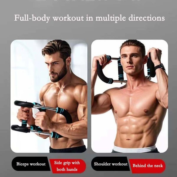 Multifunksjonell U-formet Armtrener - Justerbar Fjærresistens for Underarm & Brystmuskeltrening Blue