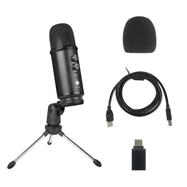 USB Kondensatormikrofon - Studioopptak og Streaming Mikrofon med Stativ, Kompatibel med PC og Mobil