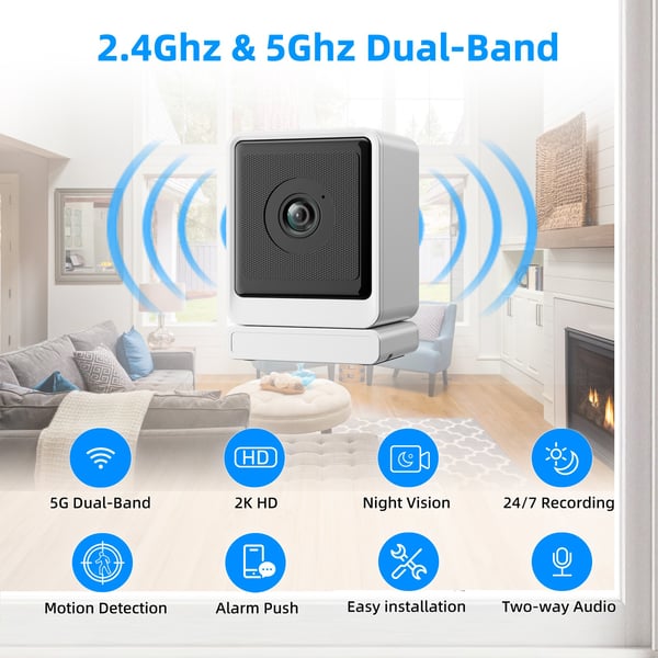 3MP AI Starlight Vindu Kamera - 2K FHD Smart Overvåking med Magnetisk Feste, Kompatibel med Alexa og Google Assistant