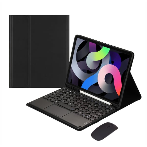 Svart Bluetooth-tastaturveske med berøringsplate og pennholder kompatibel med Samsung Galaxy Tab A7 10,4 tommer