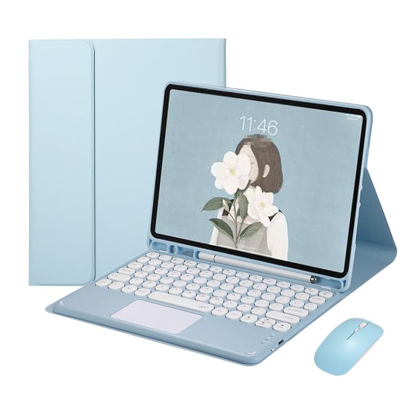 Vaaleansininen Bluetooth-näppäimistökotelo päivitetty kosketuslevynäppäimistö yhteensopiva Samsung Galaxy Tab S6 Lite 10.4 tuuman 2022/2020 kanssa