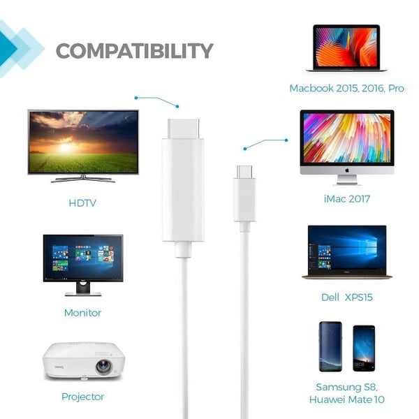 USB-C-HDMI-kaapeli 4K UHD 2 metriä