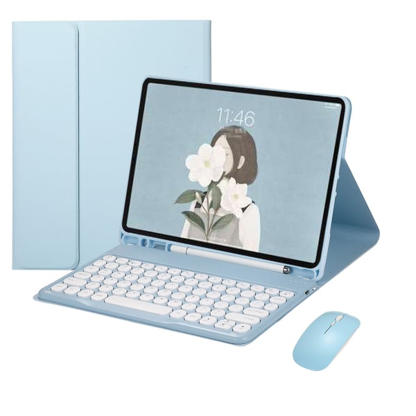 Vaaleansininen Bluetooth-näppäimistökotelo + hiiri Samsung Galaxy Tab S9 Ultra/S10 Ultra 14.6 tuumalle
