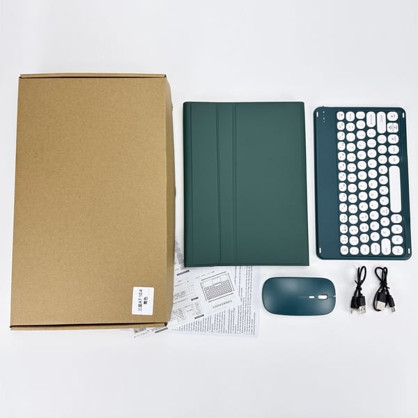 Mørkegrønt Bluetooth-tastaturdeksel + Bluetooth-mus kompatibel med Samsung Galaxy Tab A7 10.4 tommer (T500/T505)