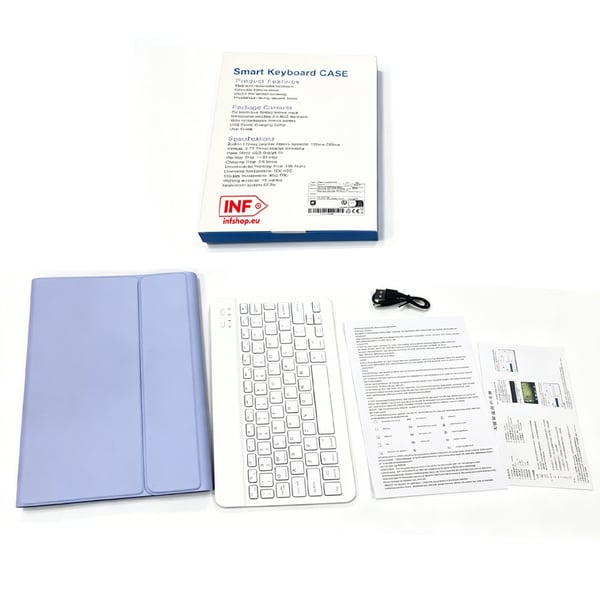 Lilla Bluetooth-tastaturveske med tastatur kompatibelt med Samsung Galaxy Tab S9/S9 FE/S10 (10,9 tommer)