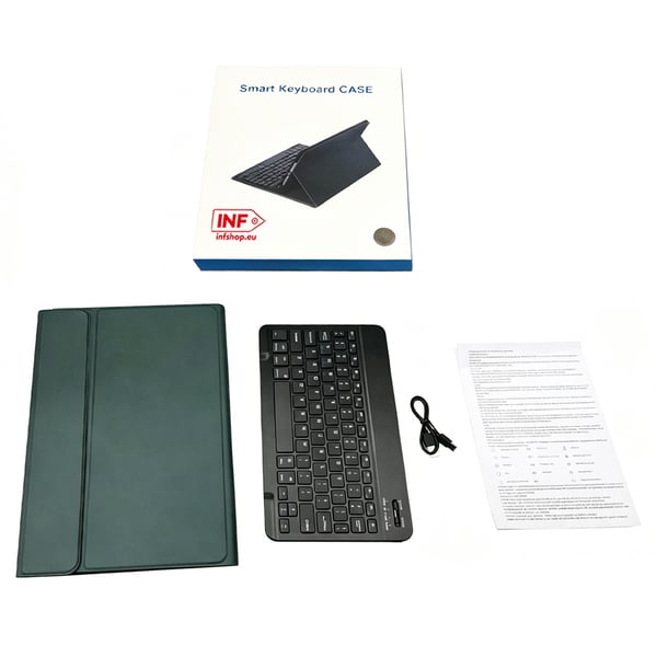 Bluetooth-tastaturdeksel + tastatur kompatibelt med Samsung Galaxy Tab S7 FE 5G 12,4 tommer - Mørkegrønn