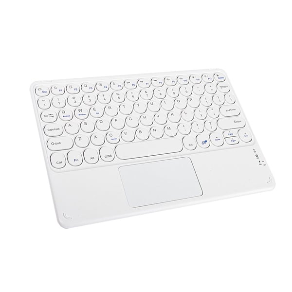 Bluetooth-näppäimistö pyöreillä näppäimillä ja kosketuslevyllä + Bluetooth-hiiri, yhteensopiva iPadin, Androidin ja muiden kanssa White