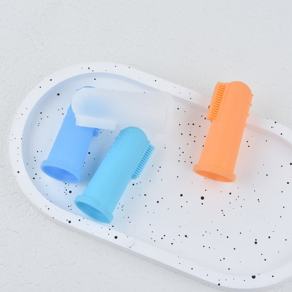 4-pakning Pet Silikon Finger Tannbørster for Hunde- og Katte Tannpleie