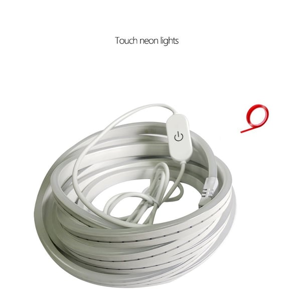 6500K Vit Neon LED Strip Ljus - Touch Dimbar, USB-driven med Självhäftande Baksida 5 m