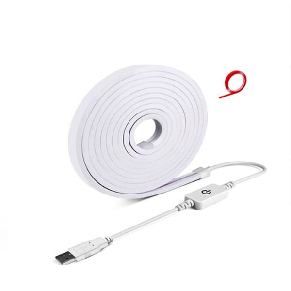 6500K Vit Neon LED Strip Ljus - Touch Dimbar, USB-driven med Självhäftande Baksida 5 m