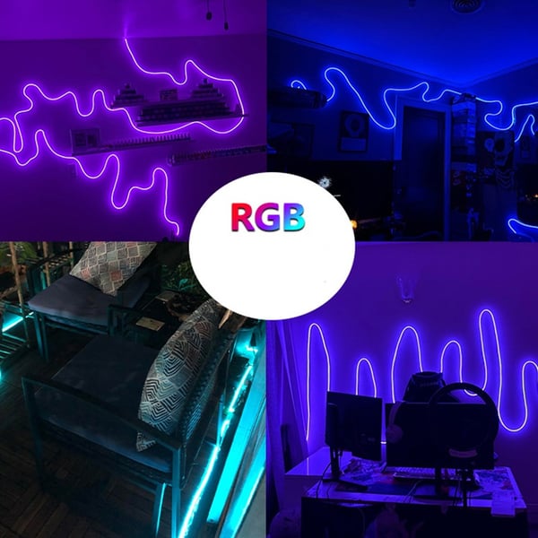 20M RGBIC Neon LED Strip Lys - Bluetooth & 2.4G Fjernkontrollert, IP67 Vanntett