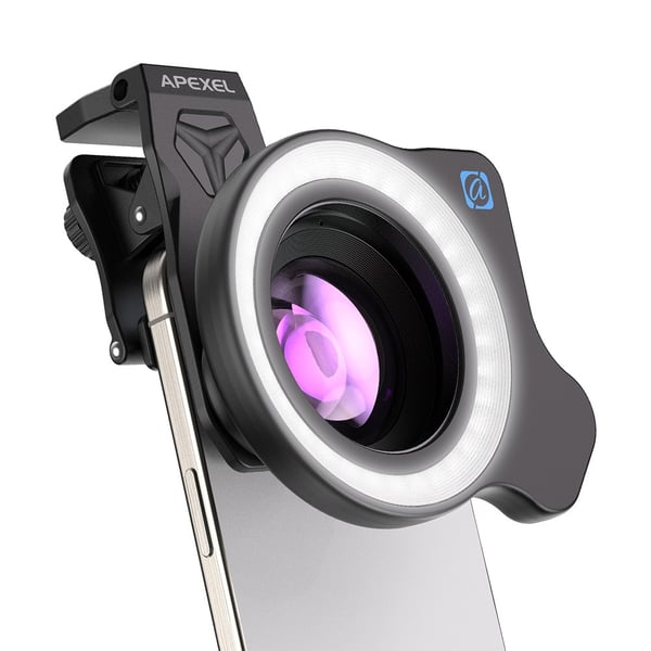 APEXEL APL-ZM100FL26 Puhelinlinssisarja - Makro, Zoom ja Taskulamppu Parannettuun Mobiilivalokuvaukseen APEXEL APL-ZM100FL26 Puhelinlinssisarja - Makro, Zoom ja Taskulamppu Parannettuun Mobiilivalokuvaukseen
