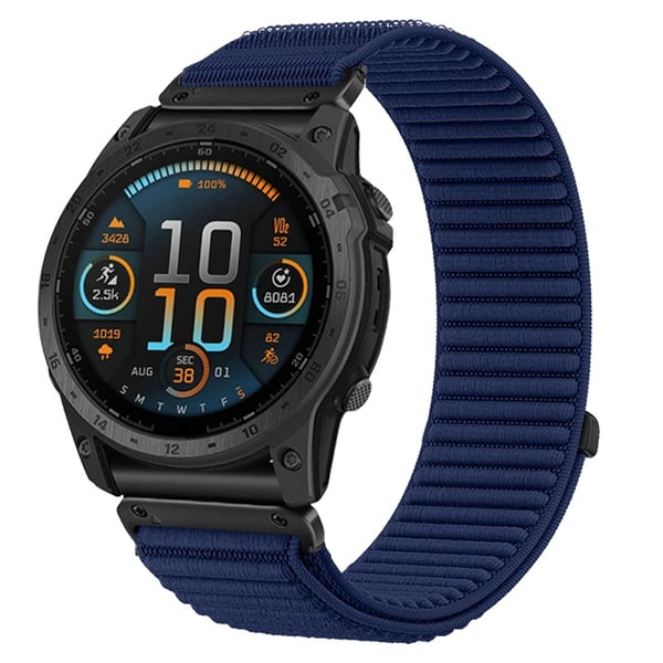 Kevyt ja hengittävä nylonranneke, yhteensopiva Garmin Fenix 8/Fenix 7X/Epix Pro/Tactix 8 kanssa DarkBlue 20 mm
