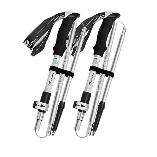 5-Seksjons Pro Turstaver Sett: Aluminiumlegering, Sammenleggbar, Utrekkbar for Fotturer & Utendørseventyr White