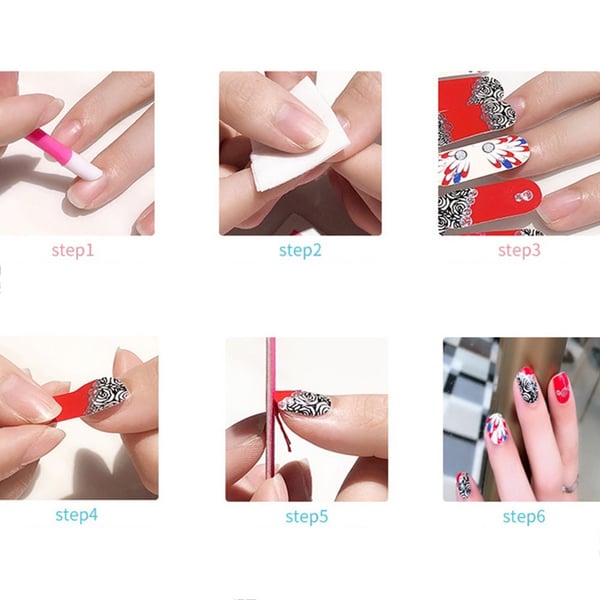 10 Ark Negleklistremerker med Neglefil - Ensfarvede Glitter Negledekaler WineRed