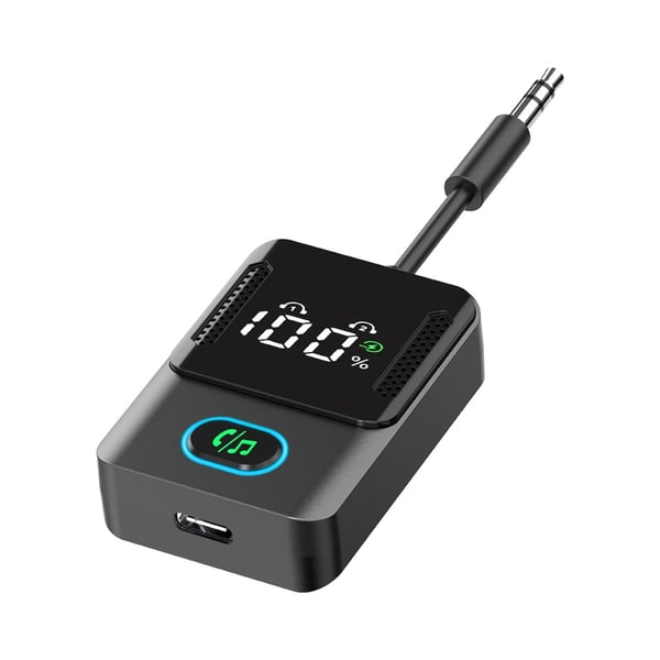 Bluetooth 5.3 Sender Mottaker, 2-i-1 Bil Bluetooth Adapter med Lang Batterilevetid og Dobbel Enhetstilkobling