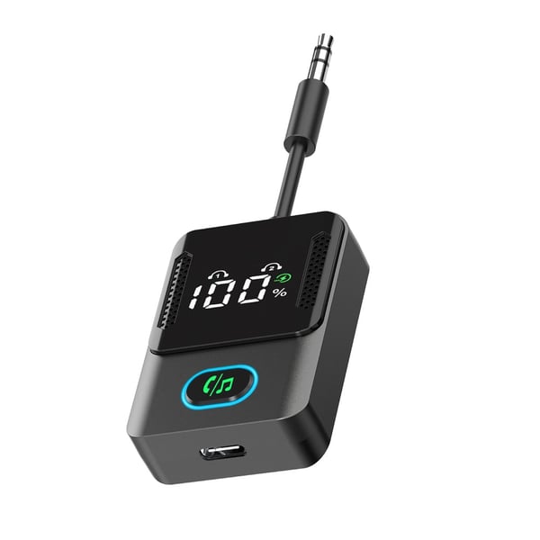 Bluetooth 5.3 Sender Mottaker, 2-i-1 Bil Bluetooth Adapter med Lang Batterilevetid og Dobbel Enhetstilkobling