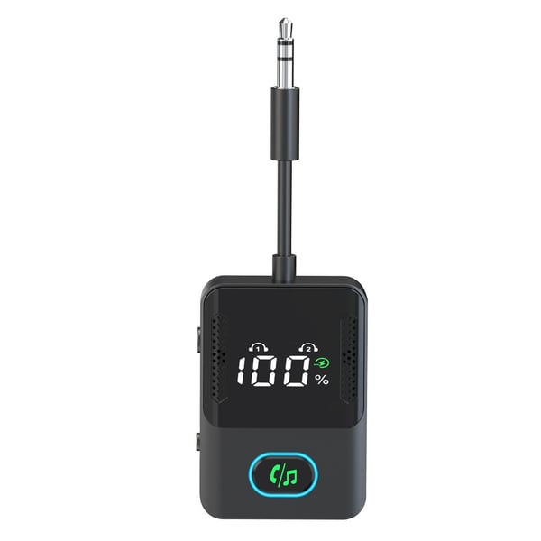 Bluetooth 5.3 Sender Mottaker, 2-i-1 Bil Bluetooth Adapter med Lang Batterilevetid og Dobbel Enhetstilkobling