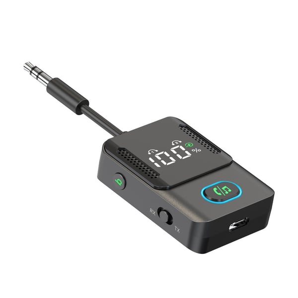 Bluetooth 5.3 Sender Mottaker, 2-i-1 Bil Bluetooth Adapter med Lang Batterilevetid og Dobbel Enhetstilkobling