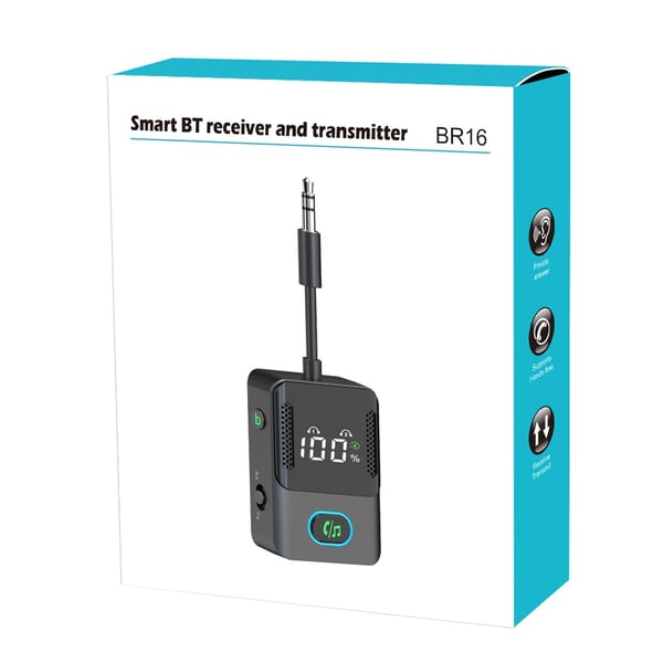 Bluetooth 5.3 Sender Mottaker, 2-i-1 Bil Bluetooth Adapter med Lang Batterilevetid og Dobbel Enhetstilkobling