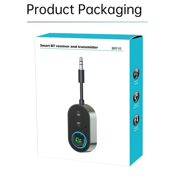 Bluetooth 5.3 Trådløs Lydmottaker og Sender - BR10T Adapter med Lang Batterilevetid