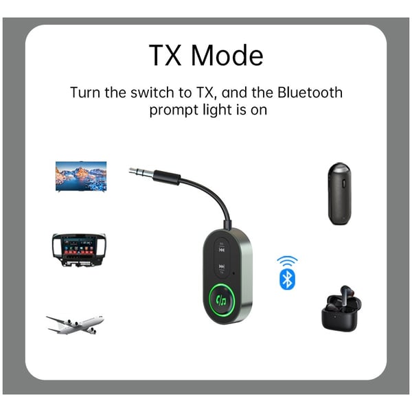 Bluetooth 5.3 Trådløs Lydmottaker og Sender - BR10T Adapter med Lang Batterilevetid