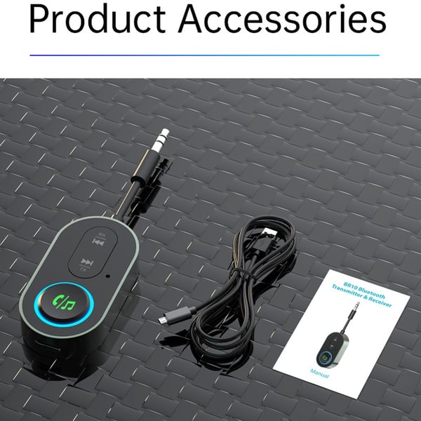Bluetooth 5.3 Trådløs Lydmottaker og Sender - BR10T Adapter med Lang Batterilevetid