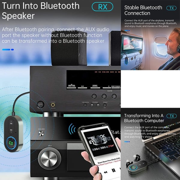 Bluetooth 5.3 Trådløs Lydmottaker og Sender - BR10T Adapter med Lang Batterilevetid