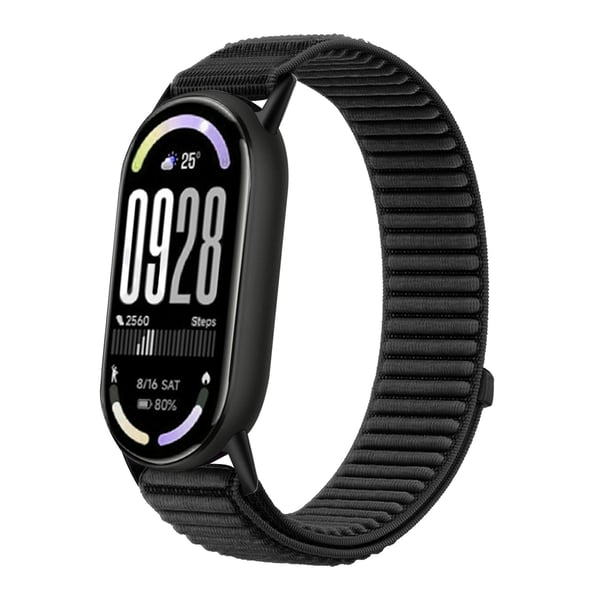 Erämaa-vuorikuvioinen nailonranneke, yhteensopiva Xiaomi Mi Band 10/9/8 -sarjan kanssa Black