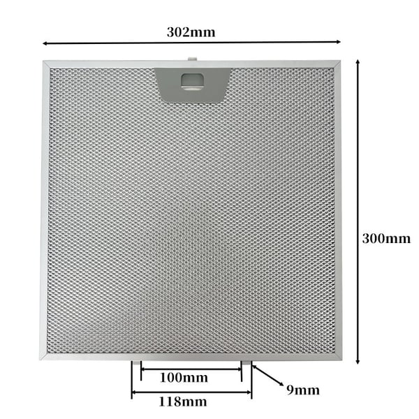 302x300x8 mm 5-lags Aluminium Mesh Emhætte Filter - 2 Stk